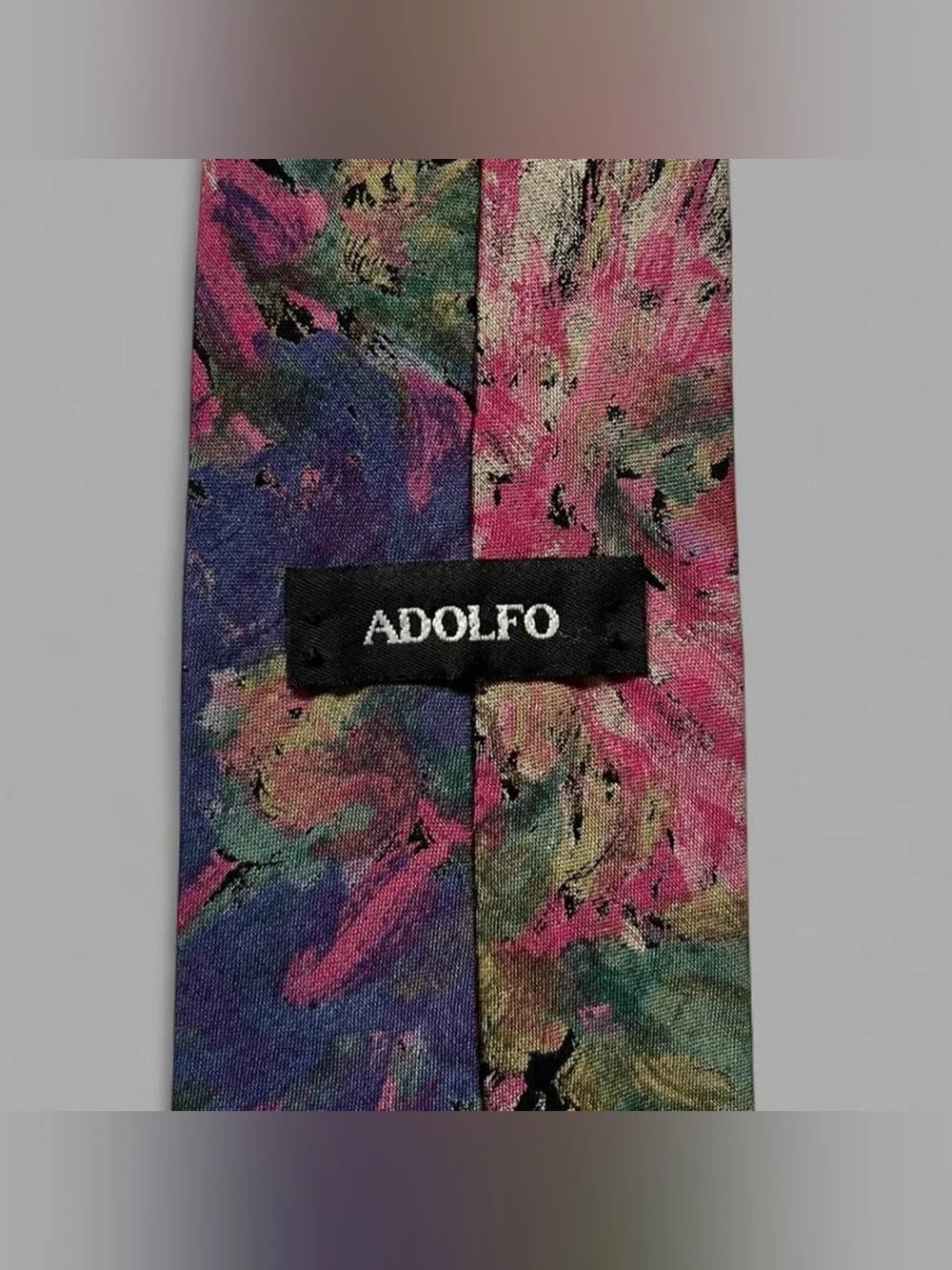 Vintage 90’s Adolfo Floral Multi-Color Artsy Preppy Casual Tie